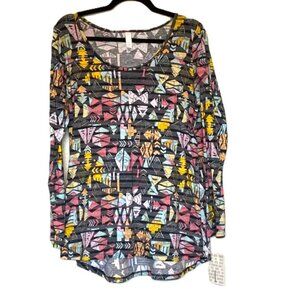LuLaRoe Lynnae Long Sleeve Tunic Size Large Geometric Floral Multicolored NWT